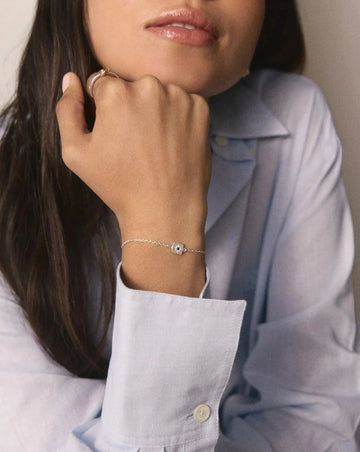 September Birthstone Slider Bracelet | Silver Plated/Lapis Bracelets Missoma 