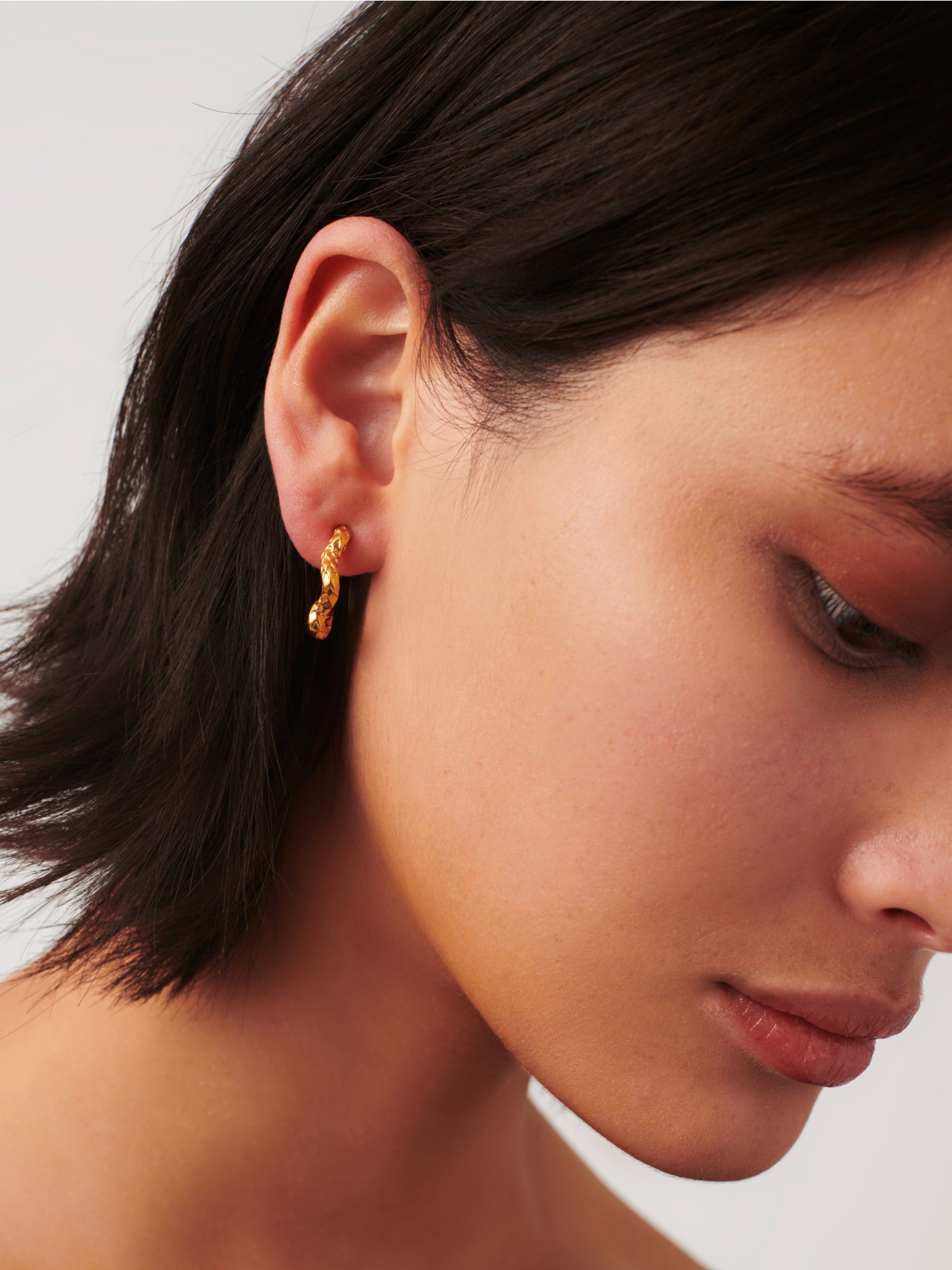 Serpent Textured Squiggle Hoop Earrings | 18ct Gold Plated Vermeil Earrings Missoma 