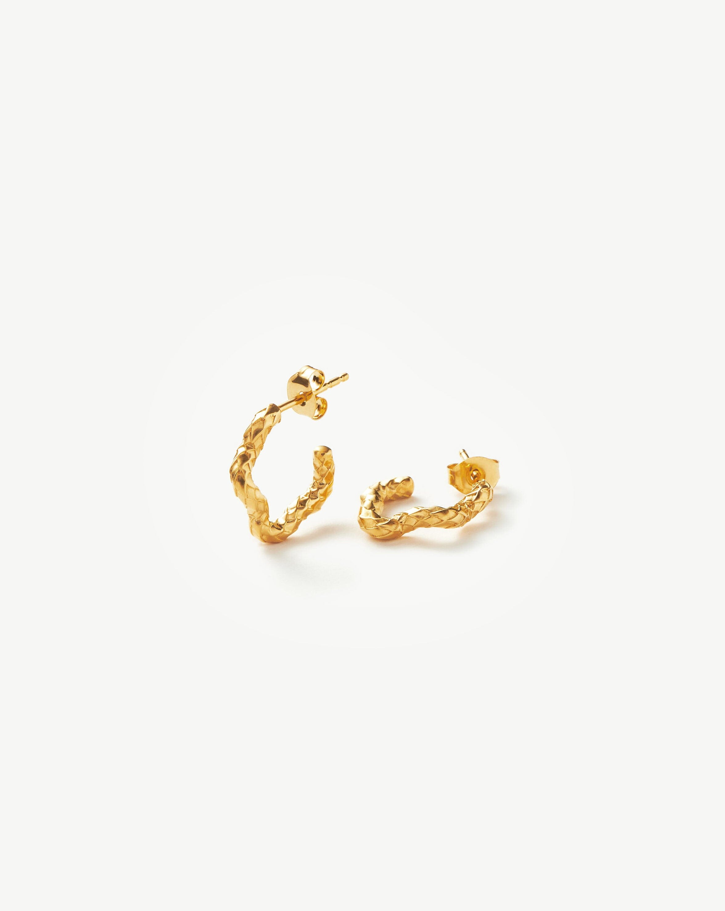 Serpent Textured Squiggle Mini Hoop Earrings | 18ct Gold Plated Vermeil Earrings Missoma 