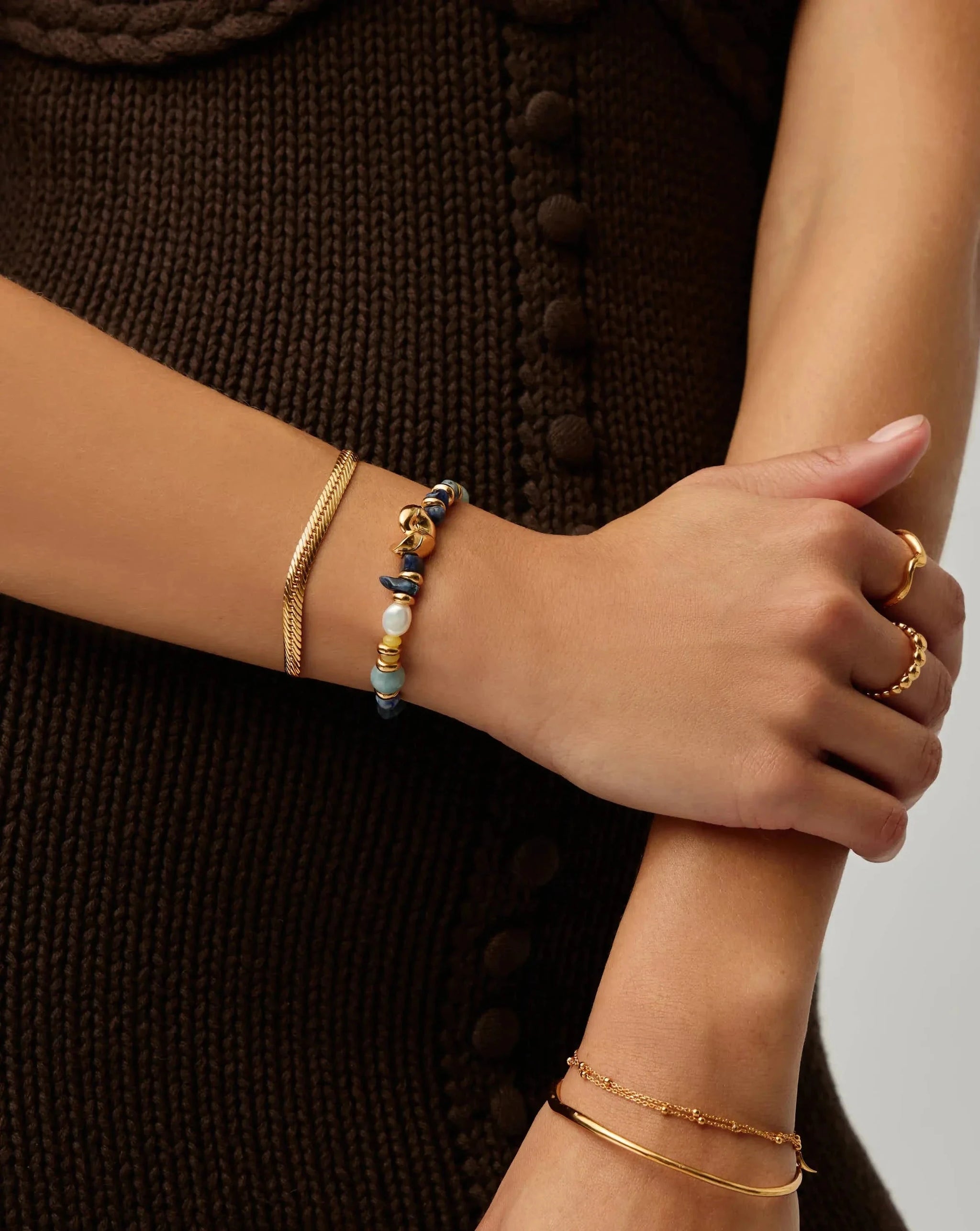 Shell Statement Multi Beaded Bracelet | 18k Gold Plated/Multi Gemstone Bracelets Missoma 