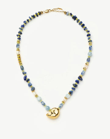 Shell Statement Multi Beaded Necklace | 18k Gold Plated/Multi Gemstone Necklaces Missoma 