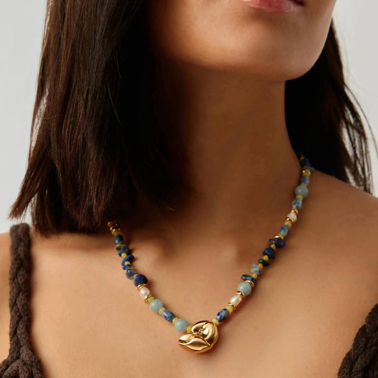 Shell Statement Multi Beaded Necklace | 18k Gold Plated/Multi Gemstone Necklaces Missoma 