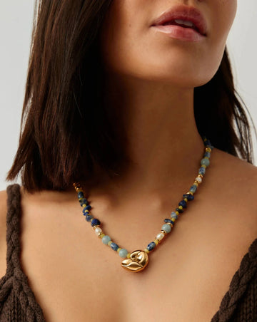 Shell Statement Multi Beaded Necklace | 18k Gold Plated/Multi Gemstone Necklaces Missoma 