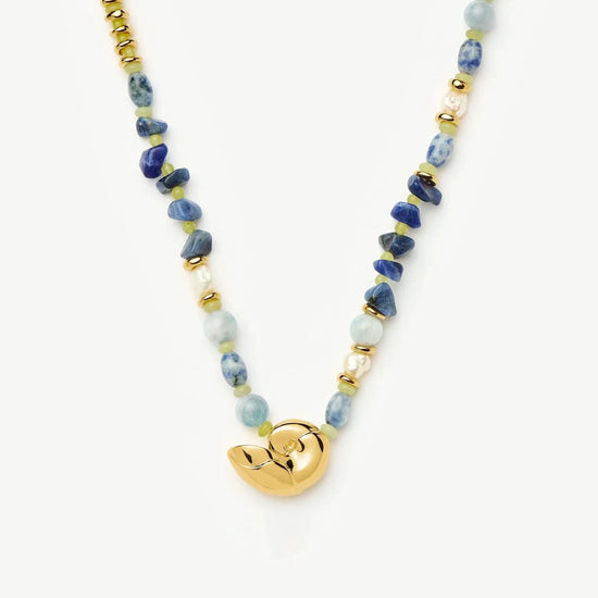 Shell Statement Multi Beaded Necklace | 18k Gold Plated/Multi Gemstone Necklaces Missoma 