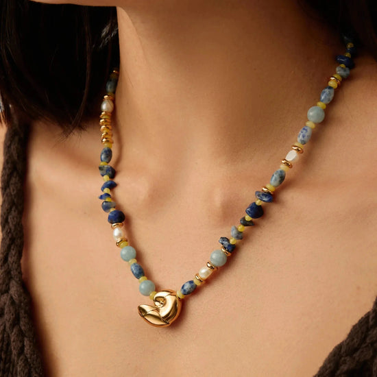 Shell Statement Multi Beaded Necklace | 18k Gold Plated/Multi Gemstone Necklaces Missoma 