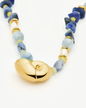 Shell Statement Multi Beaded Necklace | 18k Gold Plated/Multi Gemstone Necklaces Missoma 