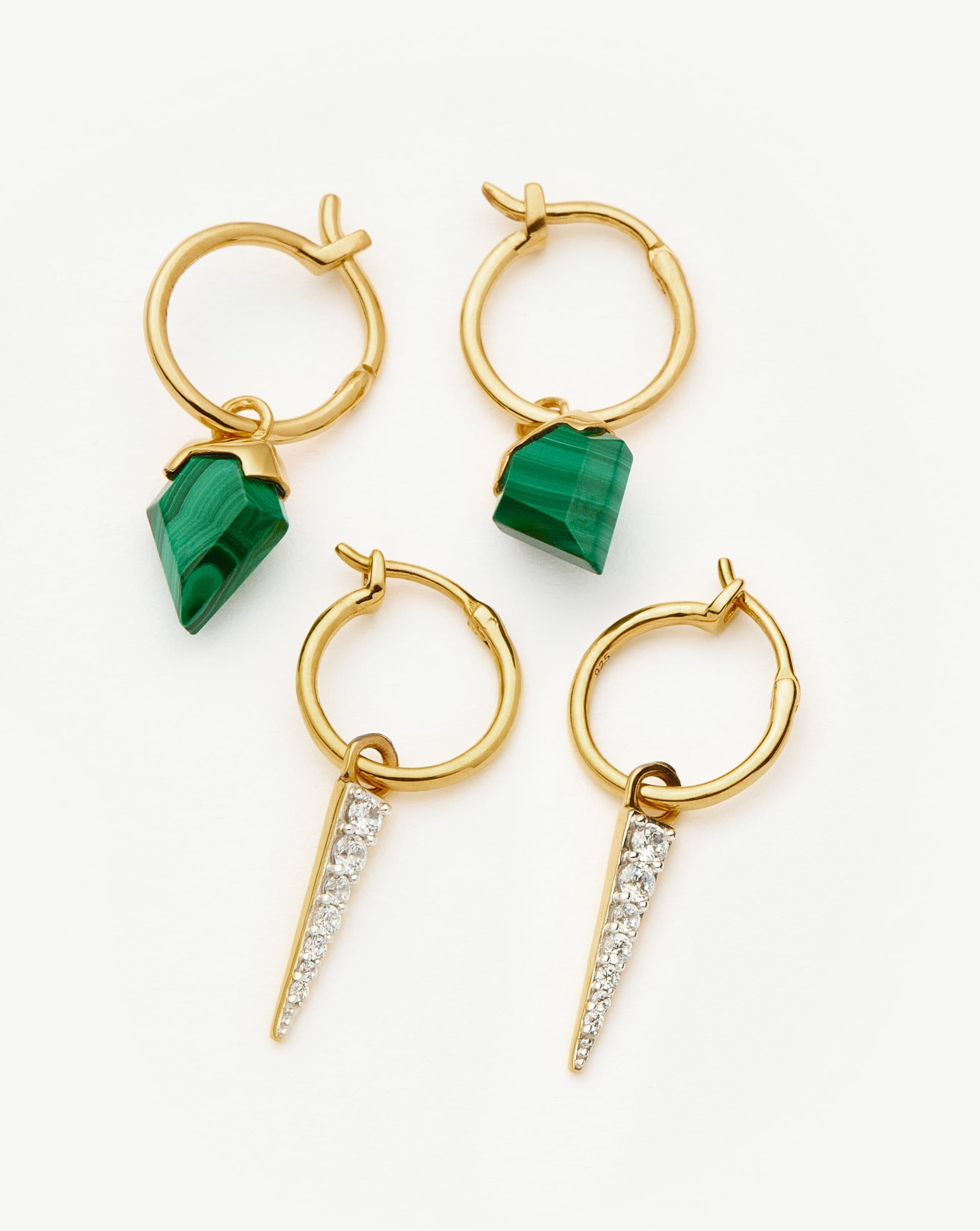 Shield & Spike Charm Hoop Earrings Set | 18ct Gold Vermeil Layering Sets Missoma 