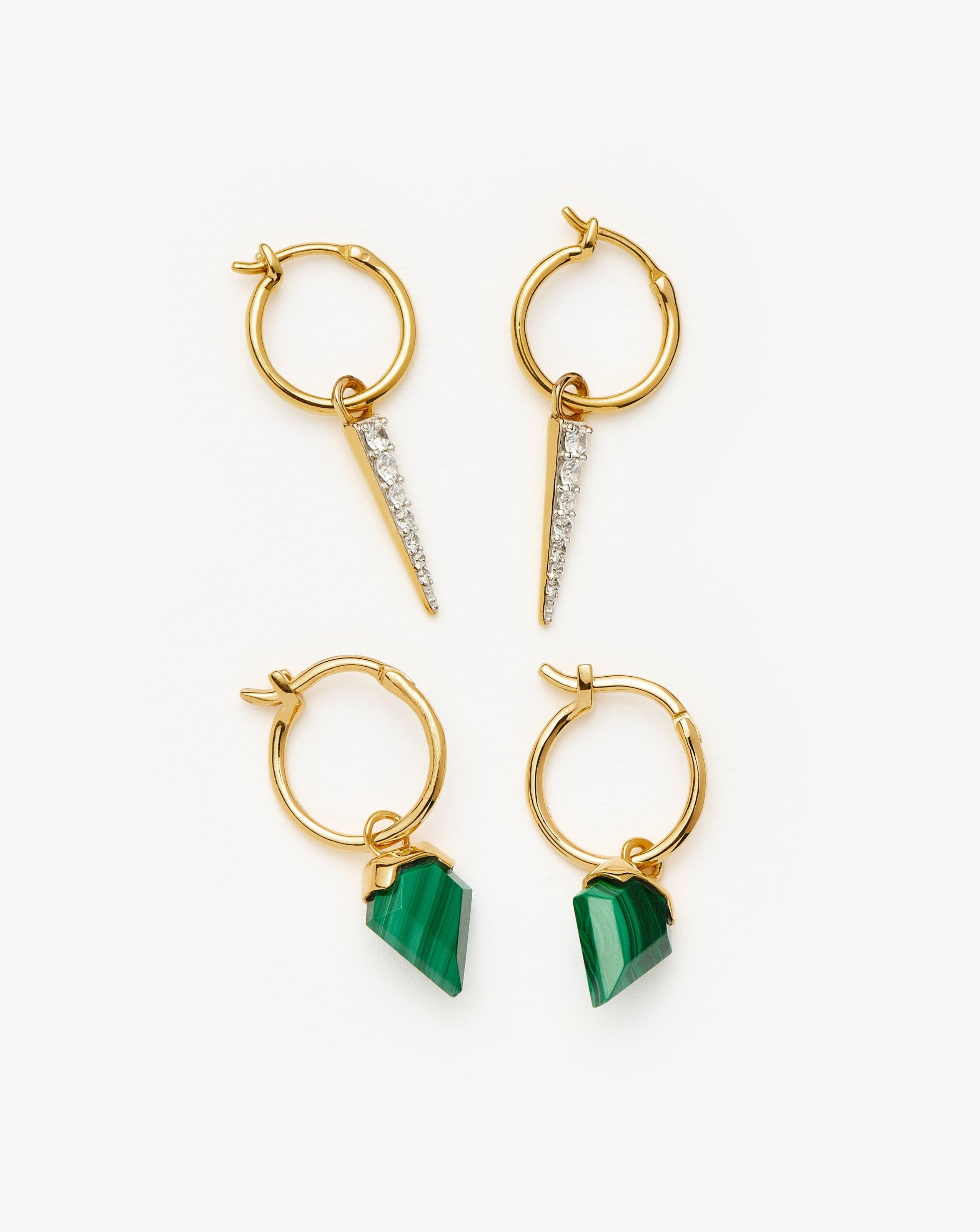 Shield & Spike Charm Hoop Earrings Set | 18ct Gold Vermeil Layering Sets Missoma 