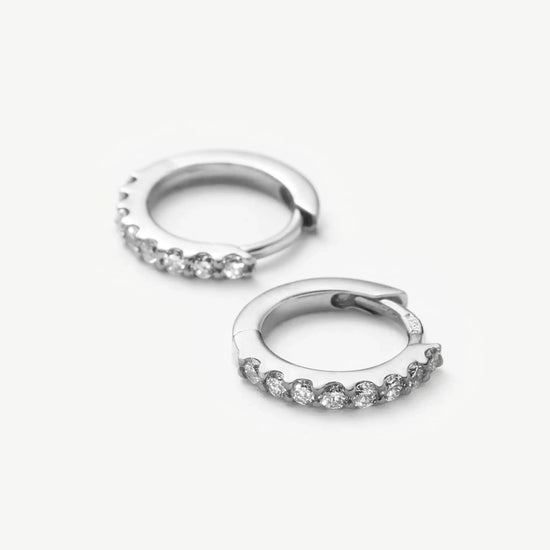 Solid Gold Classic Diamond Huggies | 9k White Gold/Diamond Earrings Missoma 