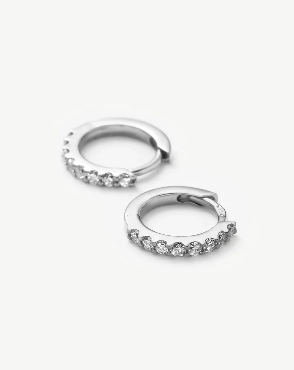 Solid Gold Classic Diamond Huggies | 9k White Gold/Diamond Earrings Missoma 