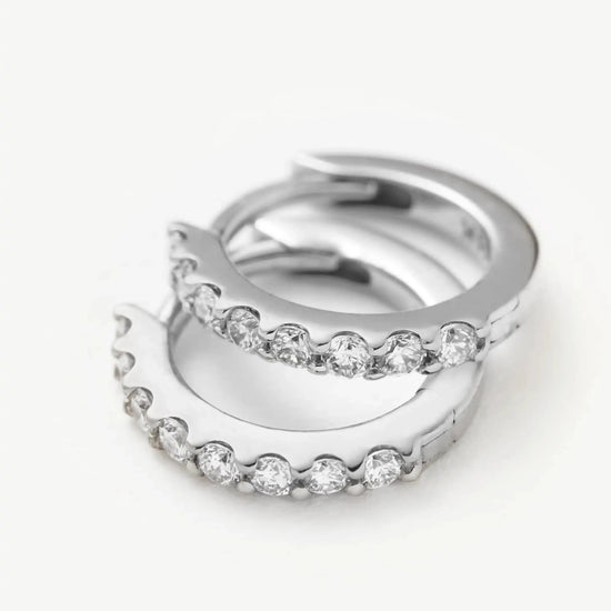 Solid Gold Classic Diamond Huggies | 9k White Gold/Diamond Earrings Missoma 