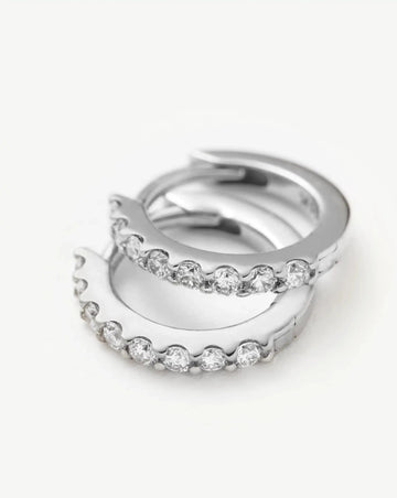 Solid Gold Classic Diamond Huggies | 9k White Gold/Diamond Earrings Missoma 