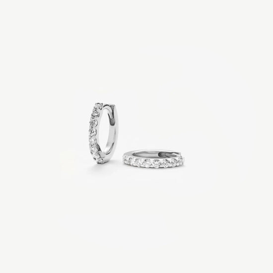 Solid Gold Classic Diamond Huggies | 9k White Gold/Diamond Earrings Missoma 