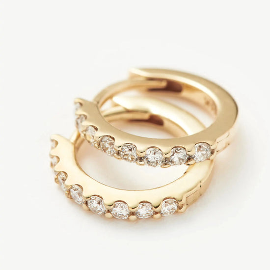 Solid Gold Classic Diamond Huggies | 9k Yellow Gold/Diamond Earrings Missoma 