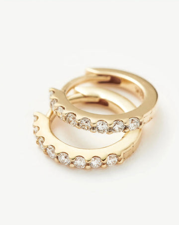 Solid Gold Classic Diamond Huggies | 9k Yellow Gold/Diamond Earrings Missoma 