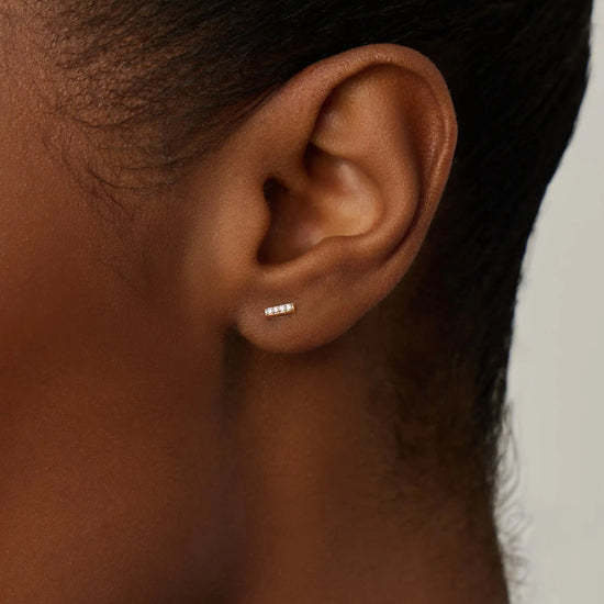 Solid Gold Diamond Bar Flat Back Stud Earring | 14k Yellow Gold/Diamond Earrings Missoma 