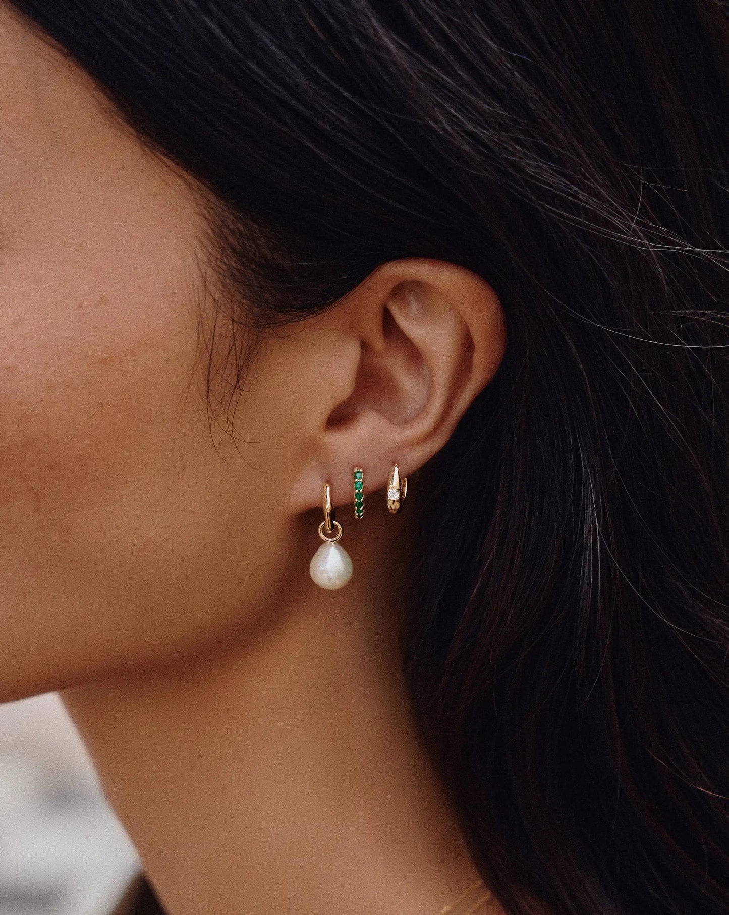 Solid Gold Diamond Dome Huggies | 14k Solid Gold/Diamond Earrings Missoma 