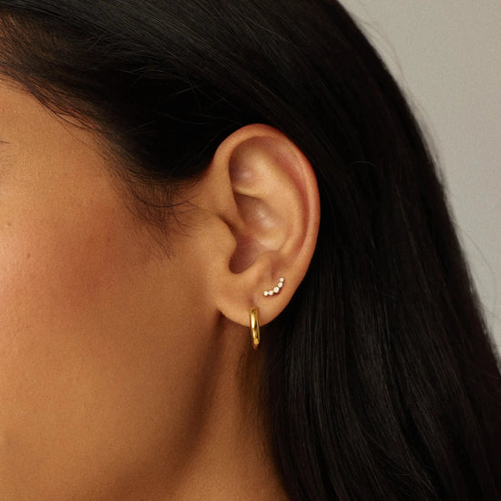 Solid Gold Diamond Ear Climber Flat Back Stud Earring | 9k Solid Gold Earrings Missoma 
