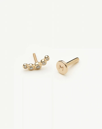 Solid Gold Diamond Ear Climber Flat Back Stud Earring | 9k Solid Gold Earrings Missoma 