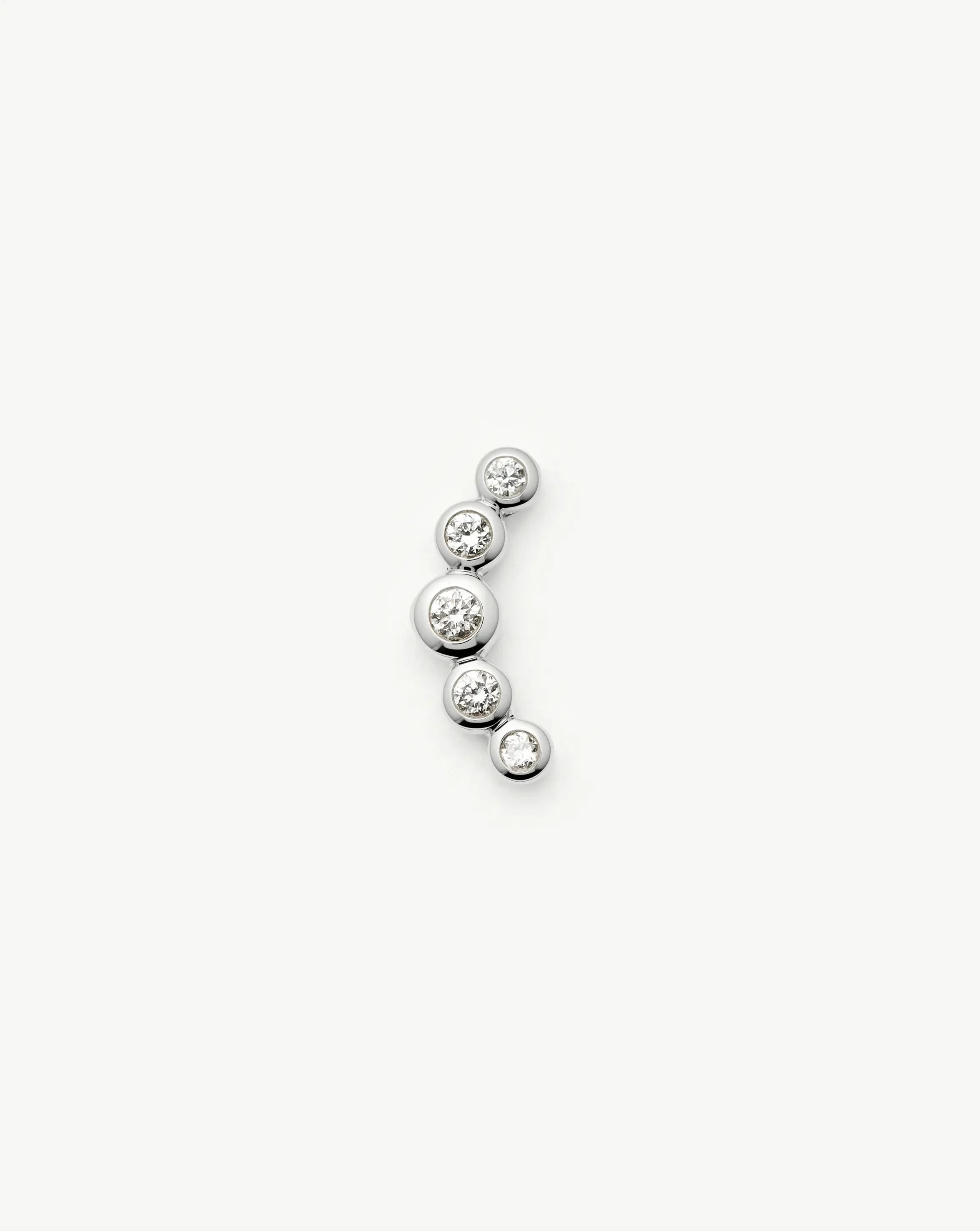 Solid Gold Diamond Ear Climber Flat Back Stud Earring | 9k Solid White Gold Earrings Missoma 