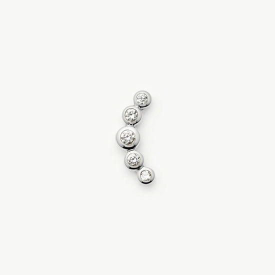Solid Gold Diamond Ear Climber Flat Back Stud Earring | 9k Solid White Gold Earrings Missoma 