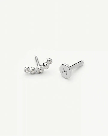 Solid Gold Diamond Ear Climber Flat Back Stud Earring | 9k Solid White Gold Earrings Missoma 