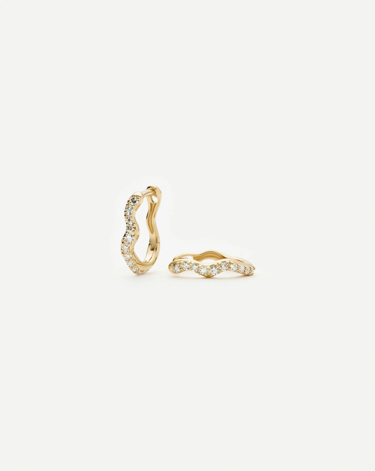 Solid Gold Diamond Molten Snow Huggie Earrings | 9k Solid Yellow Gold/Lab Grown Diamonds Earrings Missoma 
