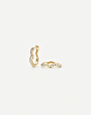 Solid Gold Diamond Molten Snow Huggie Earrings | 9k Solid Yellow Gold/Lab Grown Diamonds Earrings Missoma 