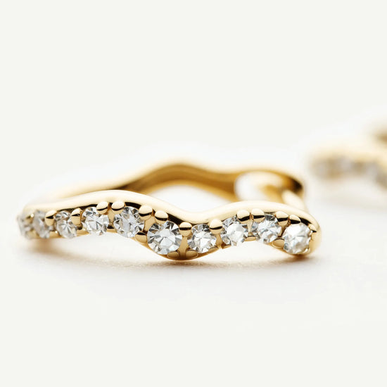 Solid Gold Diamond Molten Snow Huggie Earrings | 9k Solid Yellow Gold/Lab Grown Diamonds Earrings Missoma 