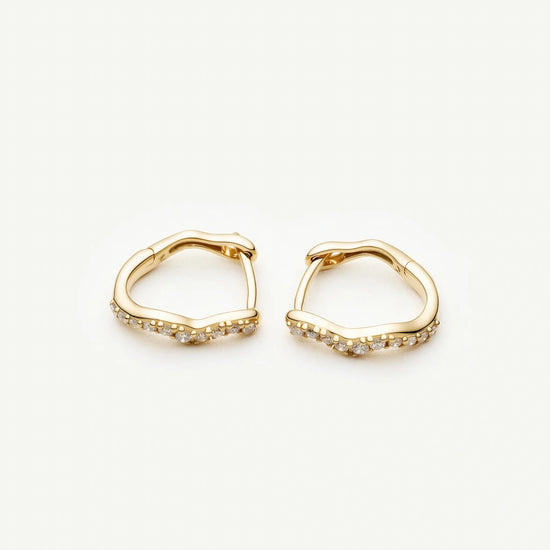 Solid Gold Diamond Molten Snow Huggie Earrings | 9k Solid Yellow Gold/Lab Grown Diamonds Earrings Missoma 