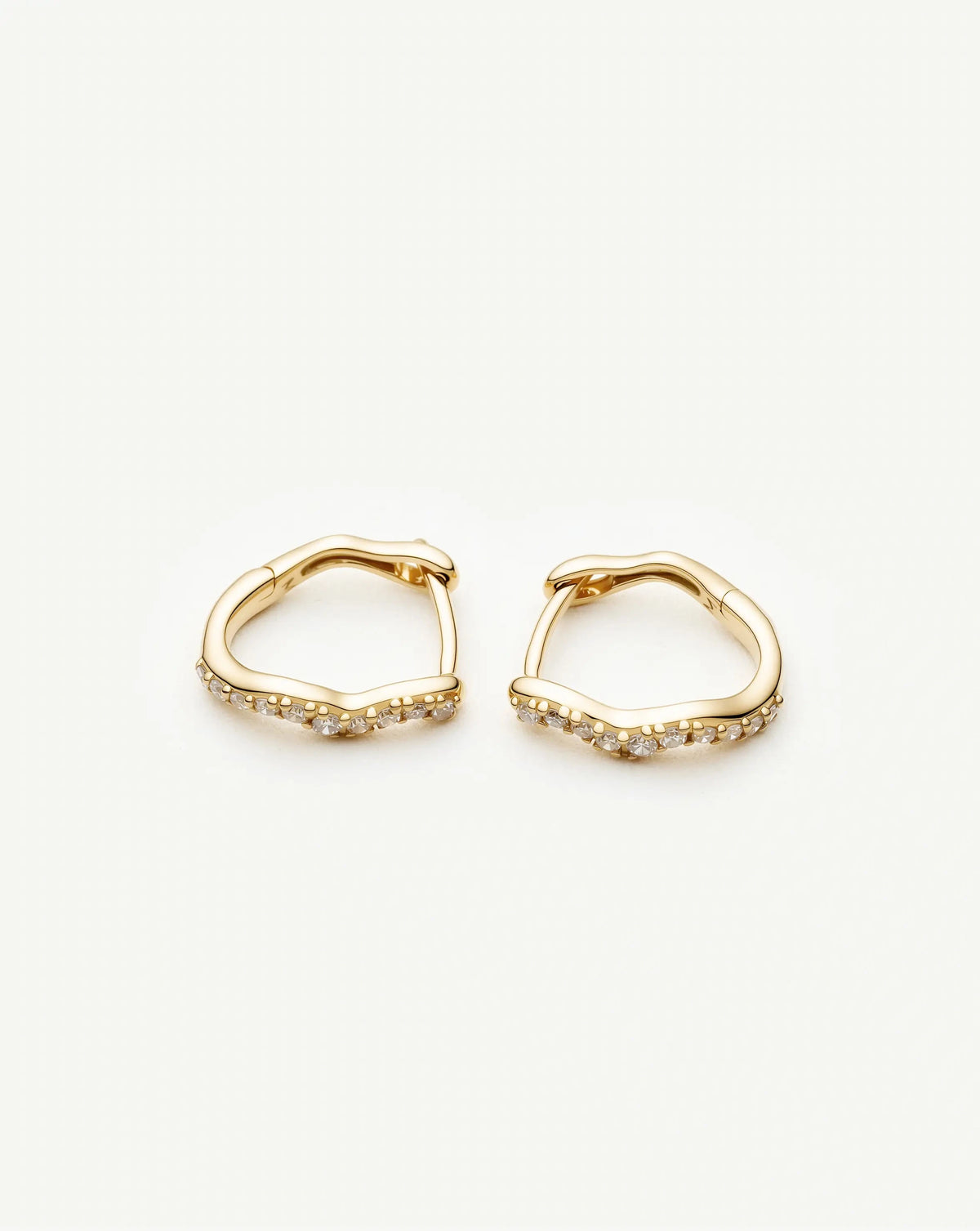 Solid Gold Diamond Molten Snow Huggie Earrings | 9k Solid Yellow Gold/Lab Grown Diamonds Earrings Missoma 