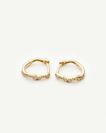 Solid Gold Diamond Molten Snow Huggie Earrings | 9k Solid Yellow Gold/Lab Grown Diamonds Earrings Missoma 