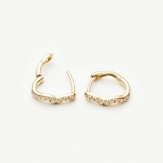 Solid Gold Diamond Molten Snow Huggie Earrings | 9k Solid Yellow Gold/Lab Grown Diamonds Earrings Missoma 