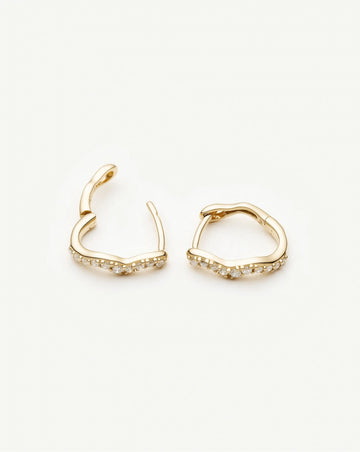 Solid Gold Diamond Molten Snow Huggie Earrings | 9k Solid Yellow Gold/Lab Grown Diamonds Earrings Missoma 