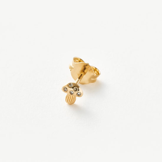 Solid Gold Diamond Mushroom Single Stud Earring Earrings Missoma 