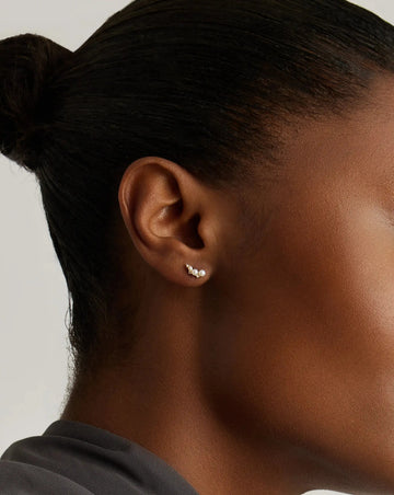 Solid Gold Diamond & Pearl Mini Climber Stud Earrings | 14k Solid Gold/Pearl Earrings Missoma 