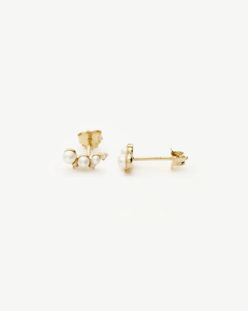 Solid Gold Diamond & Pearl Mini Climber Stud Earrings | 14k Solid Gold/Pearl Earrings Missoma 