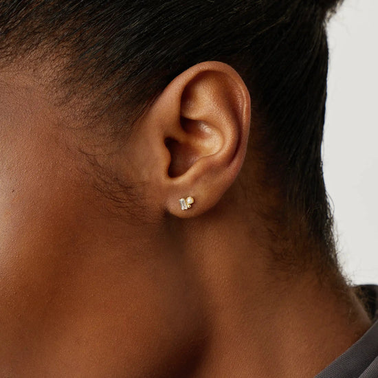 Solid Gold Diamond Pearl Stud Earrings | 14k Solid Gold/Pearl Earrings Missoma 