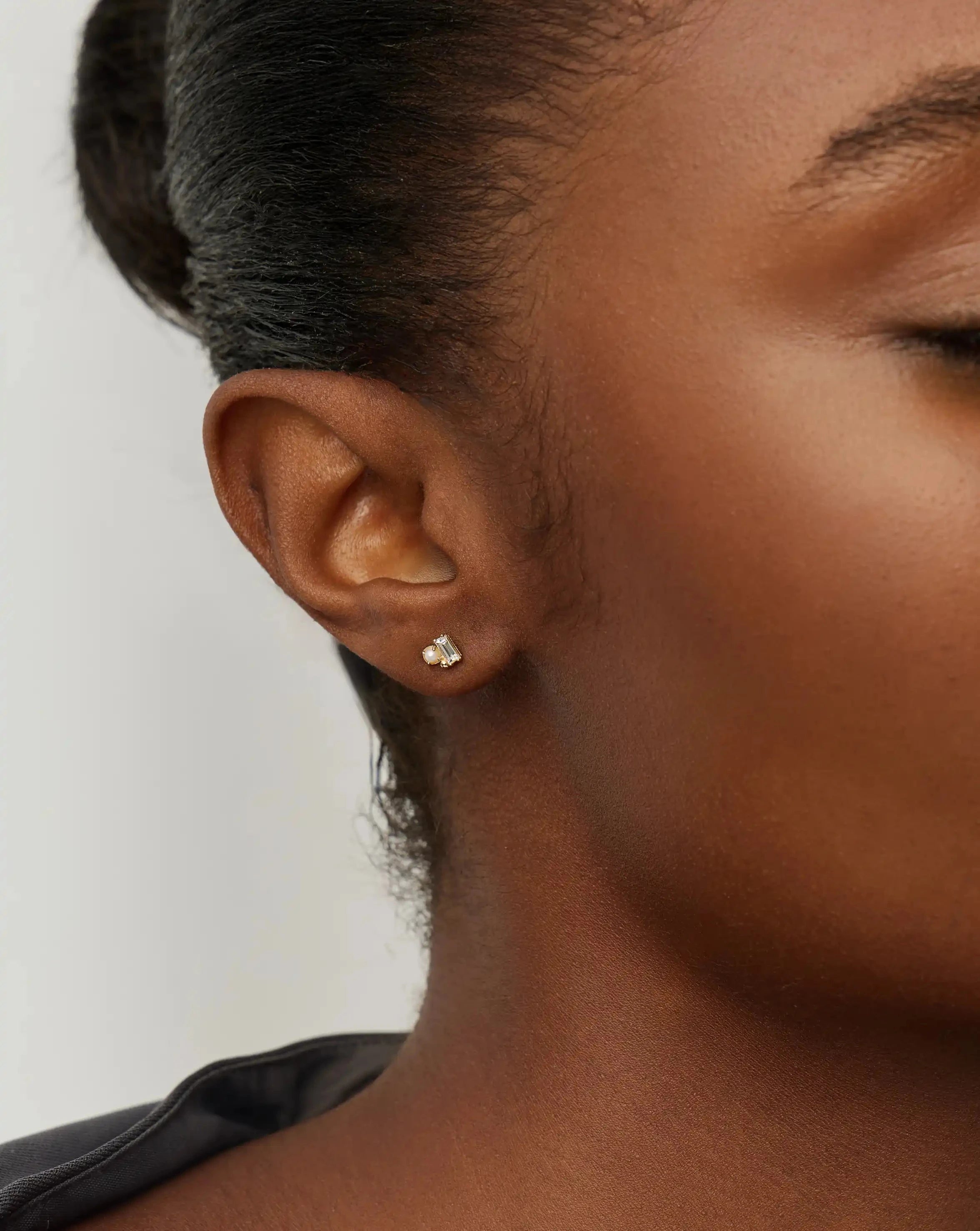 Solid Gold Diamond Pearl Stud Earrings | 14k Solid Gold/Pearl Earrings Missoma 