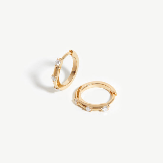 Solid Gold Diamond Studded Huggies Earrings Missoma 