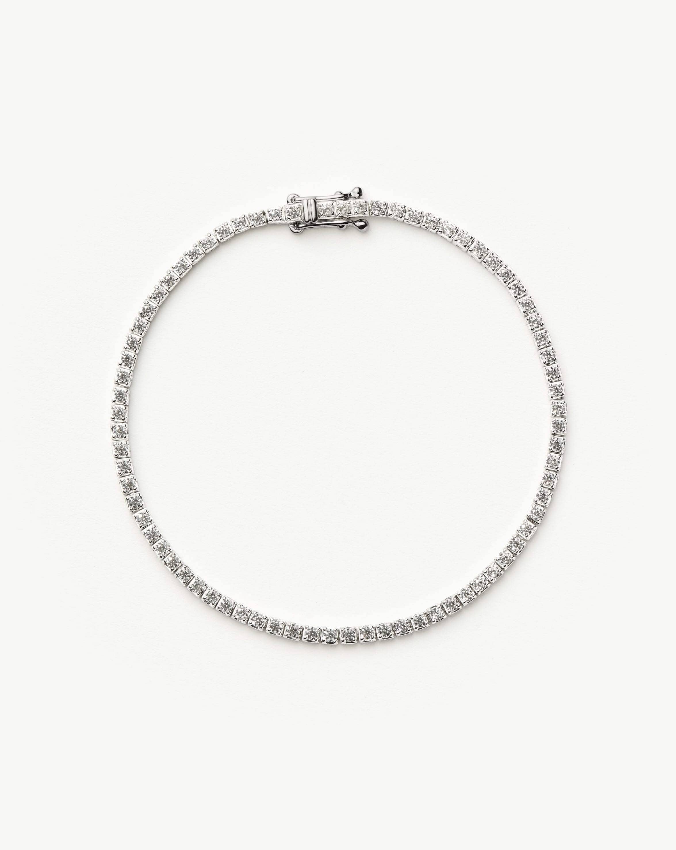 Solid Gold Diamond Tennis Bracelet | 14k Solid White Gold Lab Grown Diamonds Bracelets Missoma 