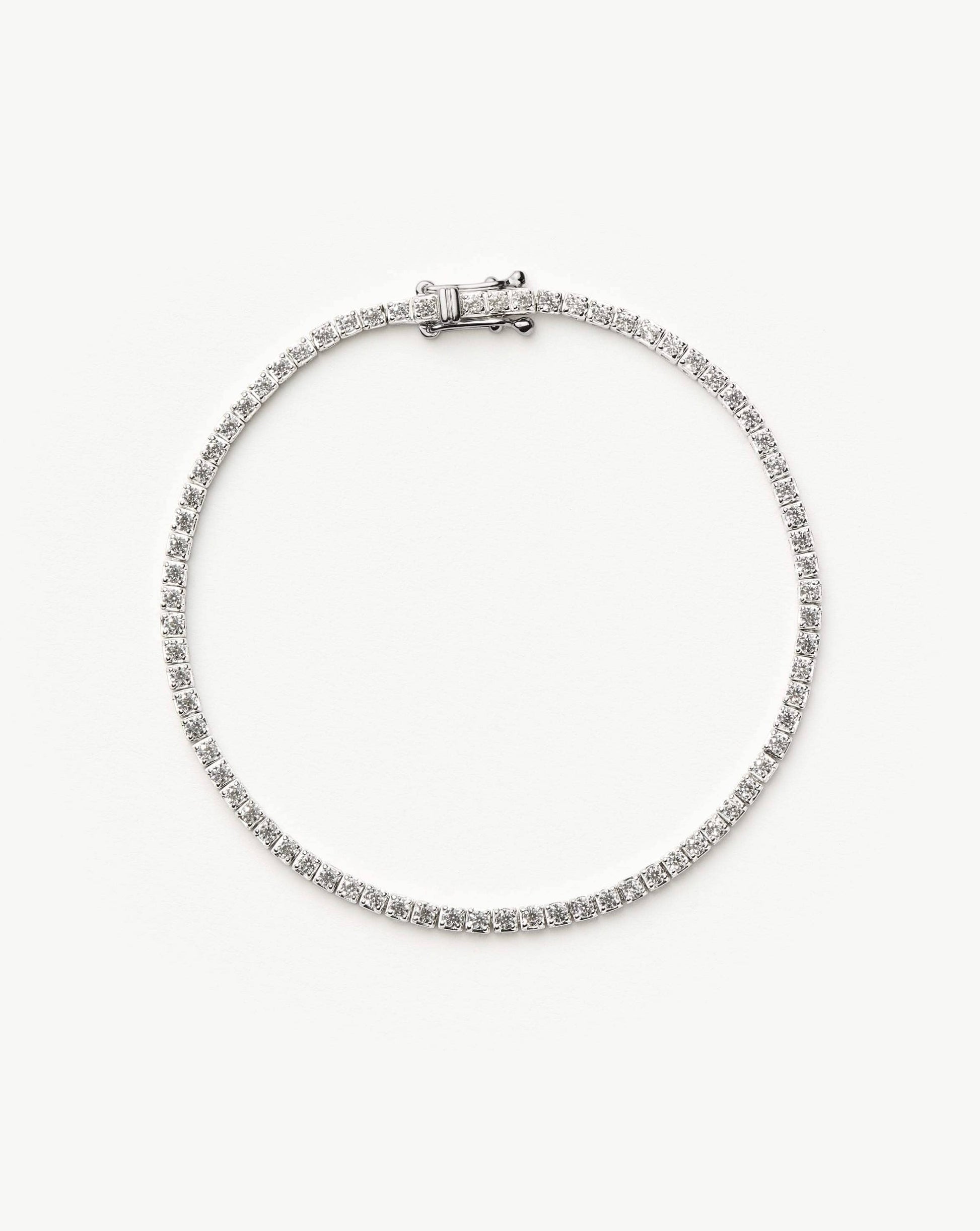 Solid Gold Diamond Tennis Bracelet | 14k Solid White Gold Lab Grown Diamonds Bracelets Missoma 
