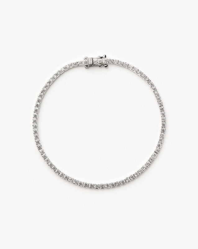 Solid Gold Diamond Tennis Bracelet | 14k Solid White Gold Lab Grown Diamonds