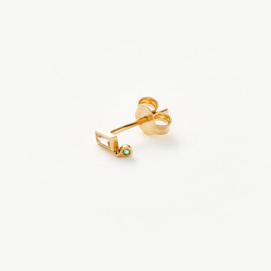 Solid Gold Emerald Single Drop Stud Earring Earrings Missoma 