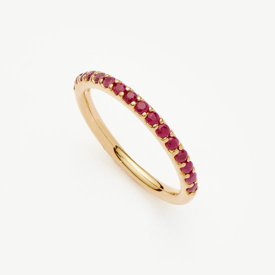 Solid Gold Half Eternity Ruby Ring | 9k Yellow Gold/Ruby Rings Missoma 