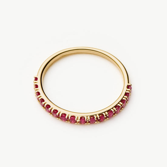 Solid Gold Half Eternity Ruby Ring | 9k Yellow Gold/Ruby Rings Missoma 