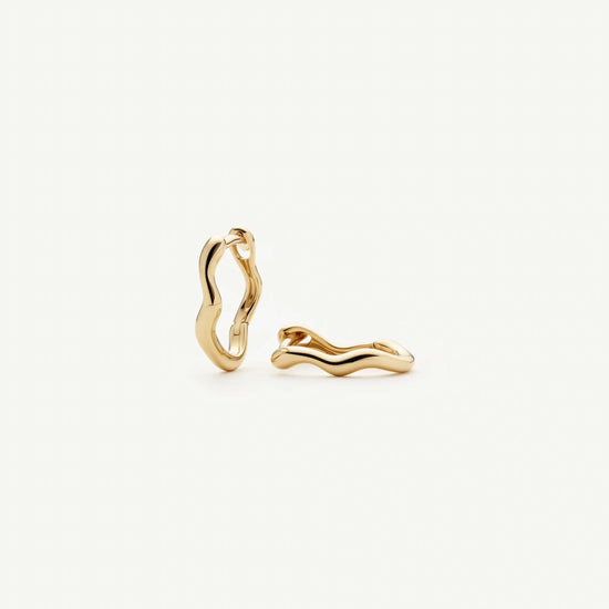 Solid Gold Molten Huggie Earrings | 9k Solid Yellow Gold Earrings Missoma 