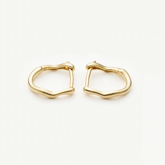 Solid Gold Molten Huggie Earrings | 9k Solid Yellow Gold Earrings Missoma 