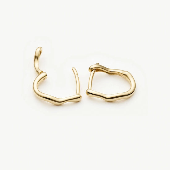 Solid Gold Molten Huggie Earrings | 9k Solid Yellow Gold Earrings Missoma 
