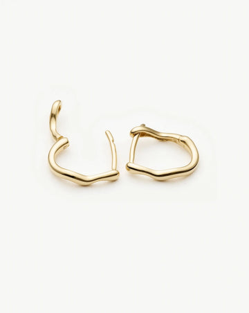 Solid Gold Molten Huggie Earrings | 9k Solid Yellow Gold Earrings Missoma 